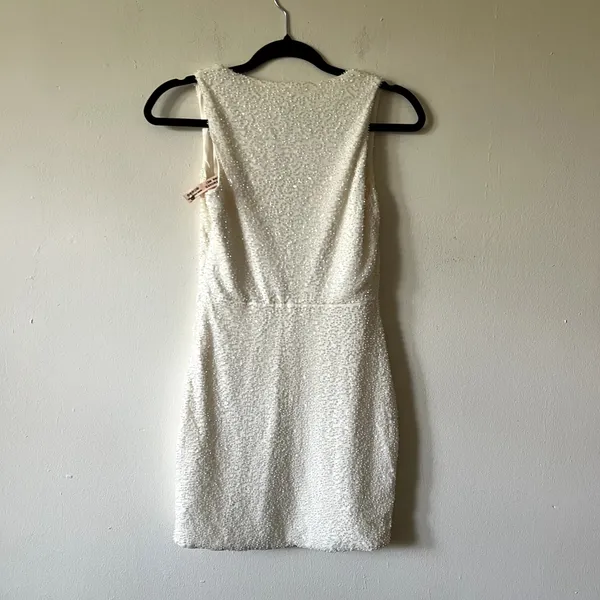 Oh Polly Alsace Embellished Square Neck Mini White size 4 New - Image 10