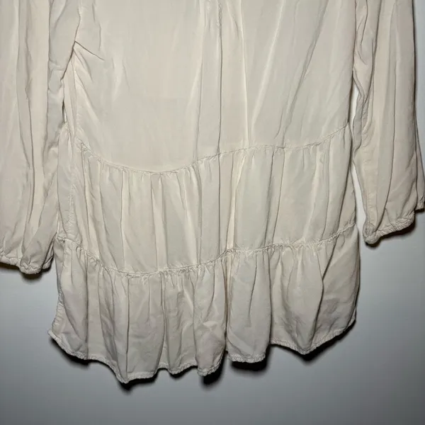American Eagle Outfitters Cream Blouse Bohemian Airy Tiered Embroidered XS - Image 8