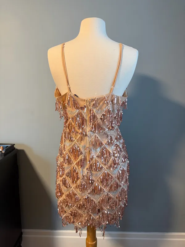 Windsor Rose Gold Sequin Homecoming Dress - Image 2