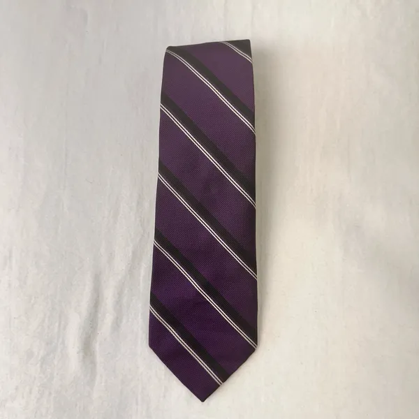 Polo By Ralph Lauren Men's Silk Tie Purple Striped Classic Handmade Necktie - Image 3