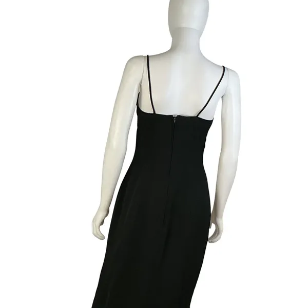 Roberta Black Draped Maxi Dress Sweetheart Neckline Spaghetti Strap Formal Gown - Image 6