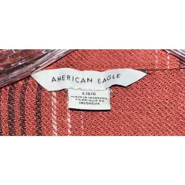 American Eagle Rust‎ Plaid Shirt Size L - Image 2