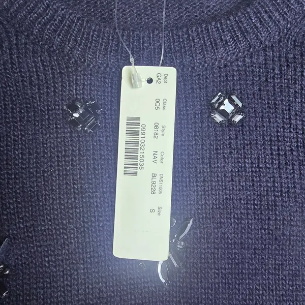 J. Crew NWT Womens Navy Blue Jeweled Embellished Mohair Wool Blend Sweater‎ S - Image 5