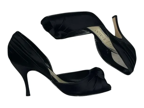White House Black Market WHBM ❁ Satin Knot Peep Toe D’Orsay Heels ❁ Black 6M ❁ - Image 14