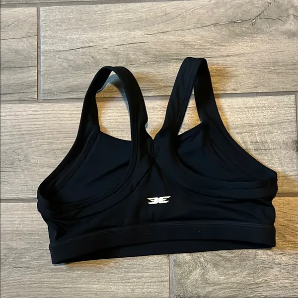 Black Racerback Sports Bra with Moisture-Wicking Fabric - Image 4
