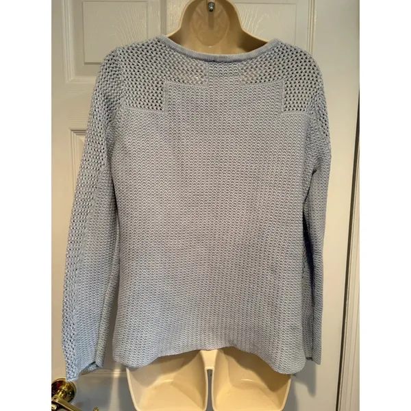 Pendleton Light Blue Cotton Knit Sweater Textured Minimalist Pullover L - Image 4