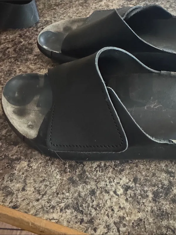Ecco Black Slide Sandals with Textured Soles - Image 4