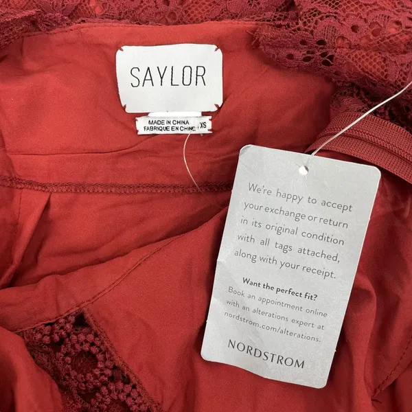 Saylor Celia Puff Shoulder Lace Mini Dress Russet Orange Size XS - Image 11
