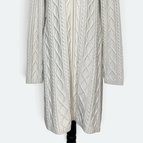 Vintage Cable Knit Longline Cardigan Jacket XL Wool Blend Zip Cottagecore Y2K - Image 4