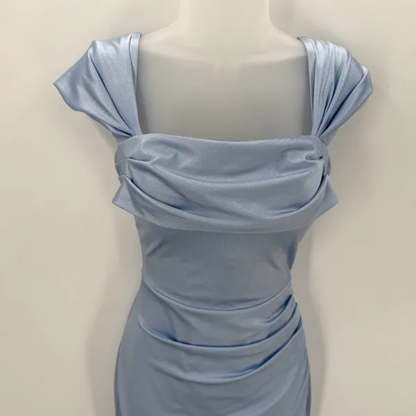 Popilush Dress Womens S Blue Formal Gown Shapewear Ruched Off Shoulder Strap NEW - Image 5
