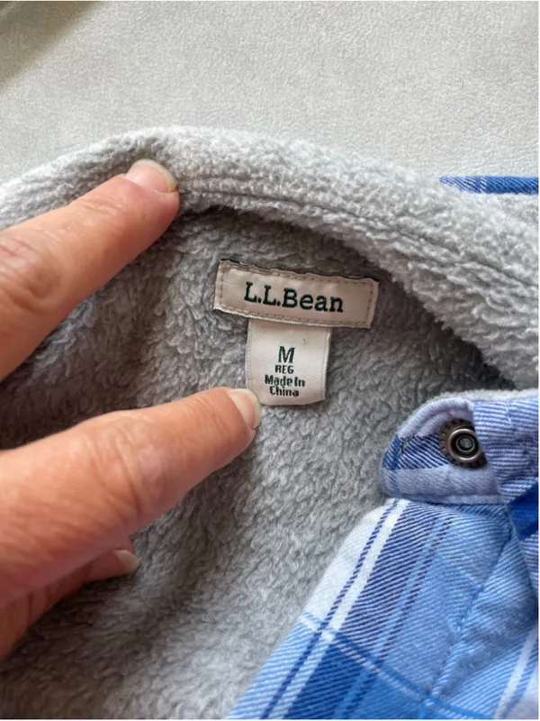 Women's L.L.Bean Plaid Fleece-Lined Utility Jacket Blue White Size M - Image 2