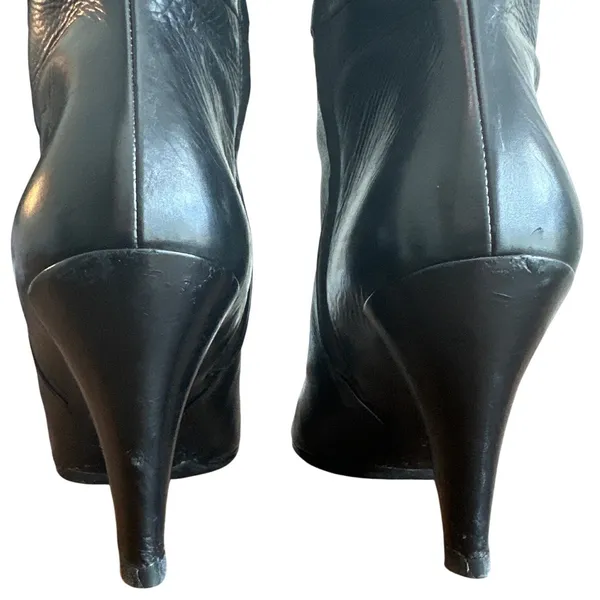 Vintage Gucci 202941 Black Leather Crest Medallion Knee High Boots 9B - Image 12