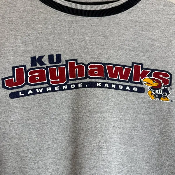 Gear for Sports Vintage University of Kansas KU Jayhawks Crewneck Sweatshirt Mens Small Gray 90s - Image 6