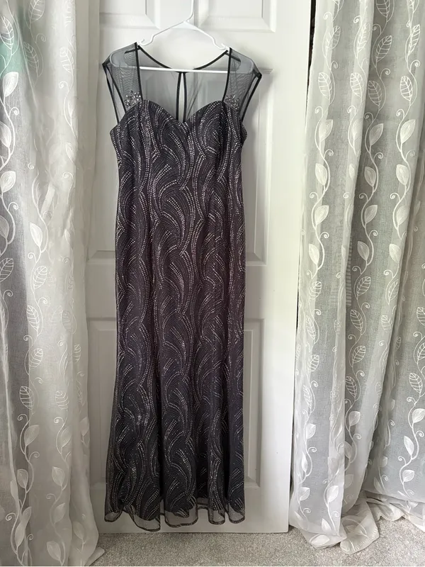 SLNY Y2K Glitter sparkling Maxi Dress Sz 12 Prom Party evening stretch Mermaid - Image 9