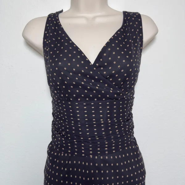 VTG 90s Harold's Womens 100% Silk Dress 6 Black Polka Dot Babydoll Pinup Wedding - Image 2