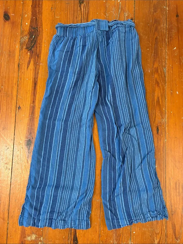 Indigo Rein Blue Striped Wide-Leg Tie Waist Pants Size Small - Image 6