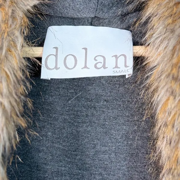 Dolan Faux Fur Vest Women Small Brown Tan Belted Sleeveless Mob wife Boho‎ - Image 3