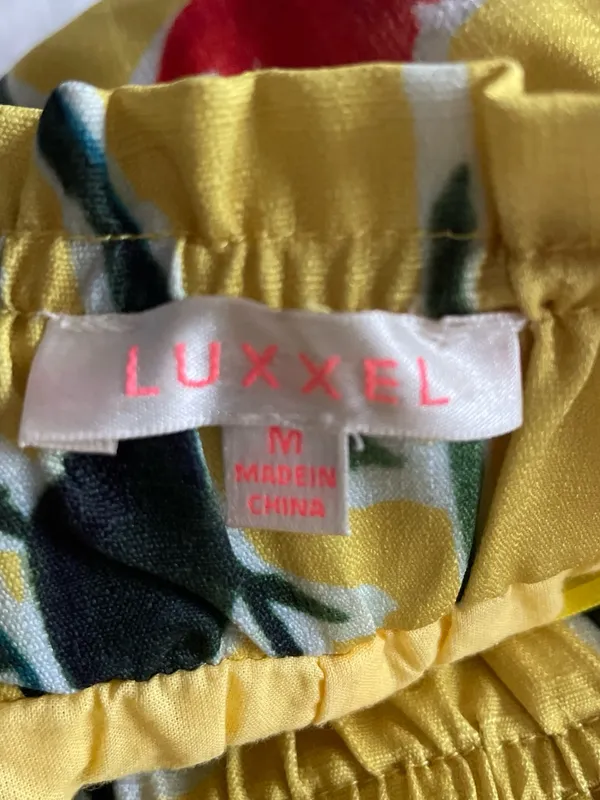 Luxxel Yellow Floral Elastic-Waist Shorts with Red & Purple Flowers - Image 3