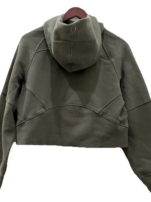 LULULEMON Olive Green Scuba Oversized Full Zip Hooded Jacket Size XS/S - Image 3