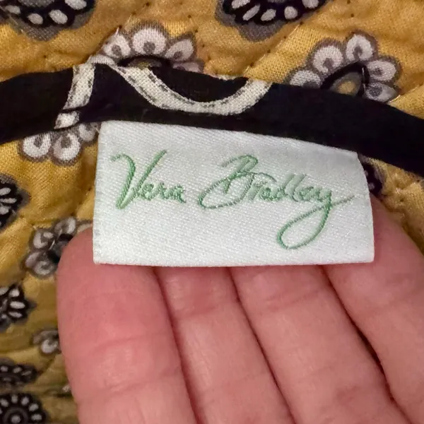 Vera Bradley Yellowbird Shoulder Bag Zip Top Retired Black Yellow Floral - Image 7