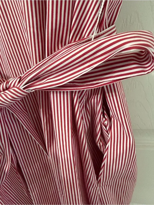 Elan Red & White Stripe Short Sleeve Midi Dress(Size Large) - Image 7