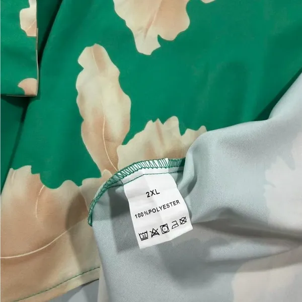 Green Floral Long Sleeve Hi Low Midi Dress With Waist Tie - Image 4