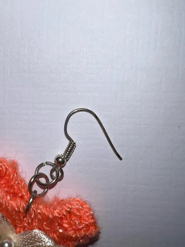 Handmade knit Orange dress earrings. - Image 4