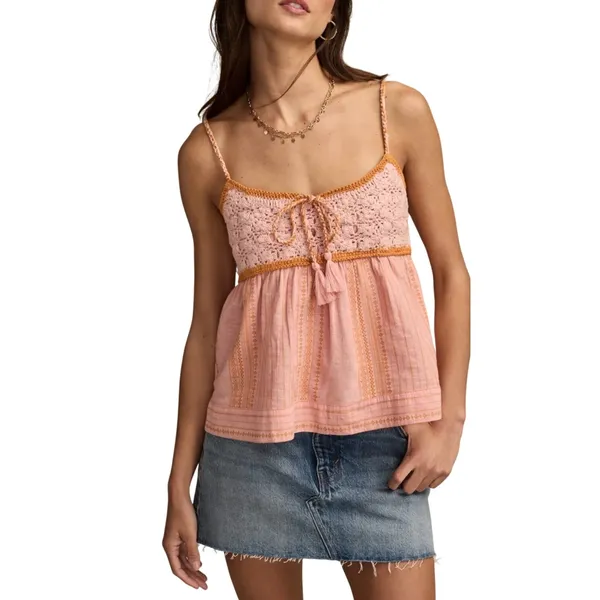 Lucky Brand Crochet Bodice Tank Smoked Top Size XL Boho Festival Camisole NWT - Image 6