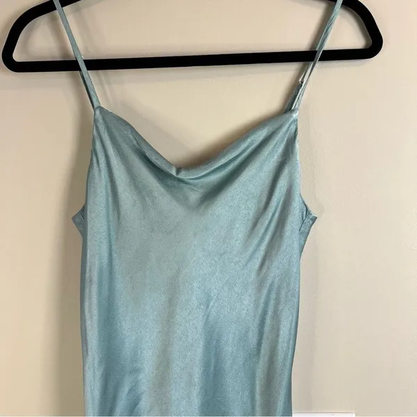 Lanston Cowl Neck Satin Slip Dress Sage Blue XS L-0001AS - Image 11