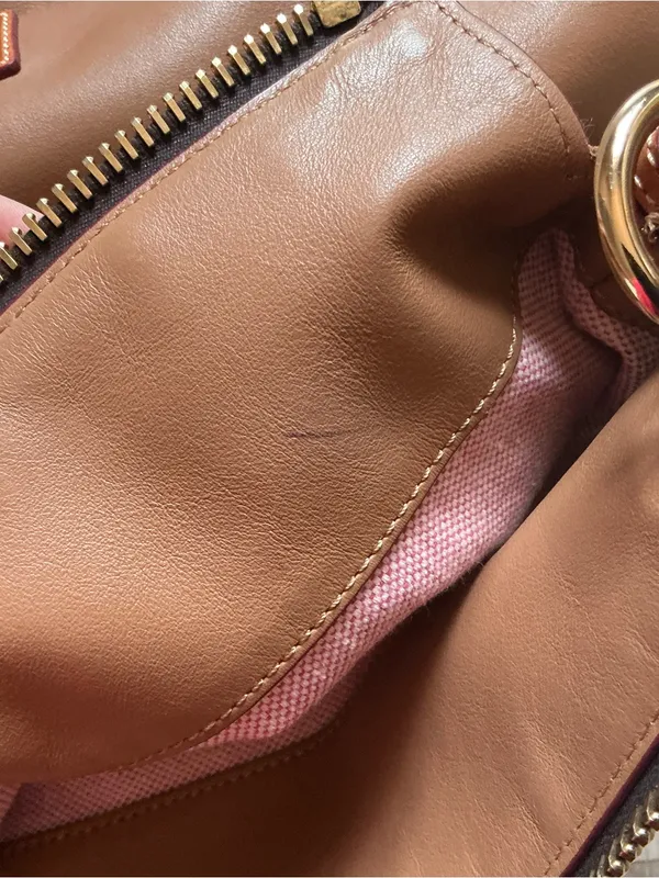 Dooney & Bourke smooth leather large hobo handbag mustard brown leather large - Image 11
