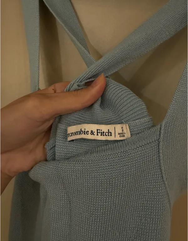 Abercrombie and Fitch Sleeveless Square Neck Knit Midi Dress in Blue - Image 4