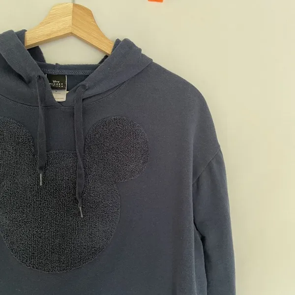 Disney mickey mouse navy blue cropped hoodie‎ sweater casual medium embroidered - Image 4