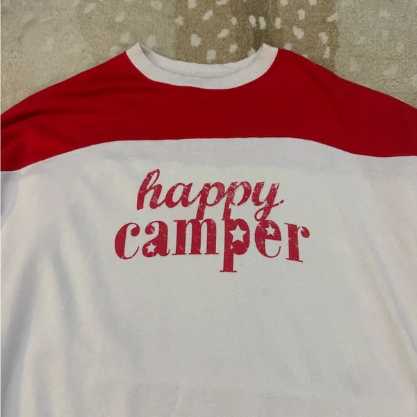 Aerie happy camper red white oversized pullover women's size women’s size small - Image 3