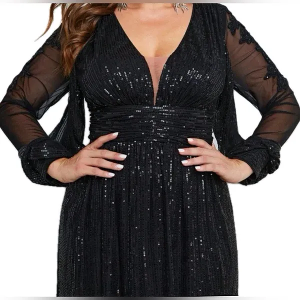 NWOT Sequined Formal Gown Black Size 16 - Image 6