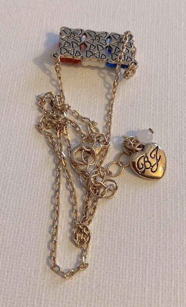 Betsey Johnson red white blue teddy bear necklace - Image 4