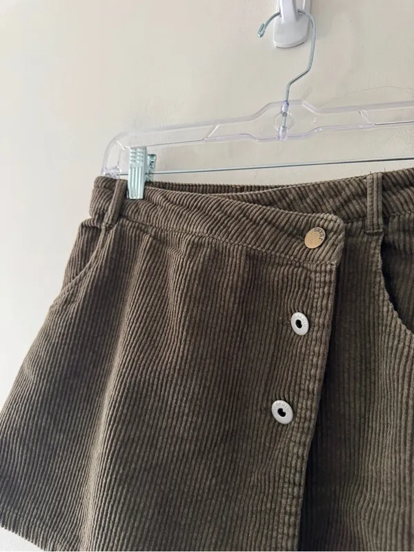 Zara Olive‎ Green Corduroy Skort - Image 2