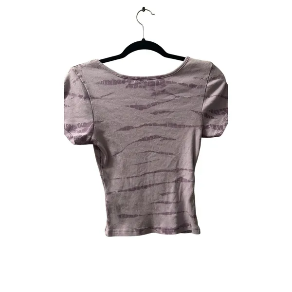 DAYDREAMER Purple Neon Green Tie Dye Baby Tee Style Ribbed Knit Tee size Medium - Image 3