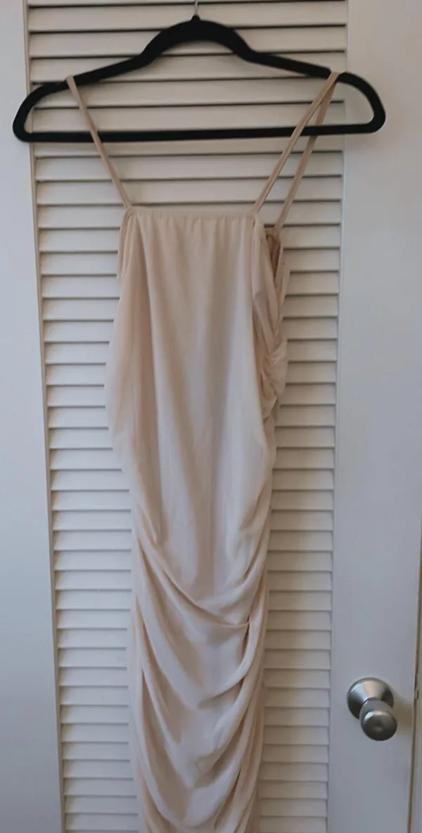 Pretty Little Thing Nude Strappy Mesh Midi Dress - Image 4
