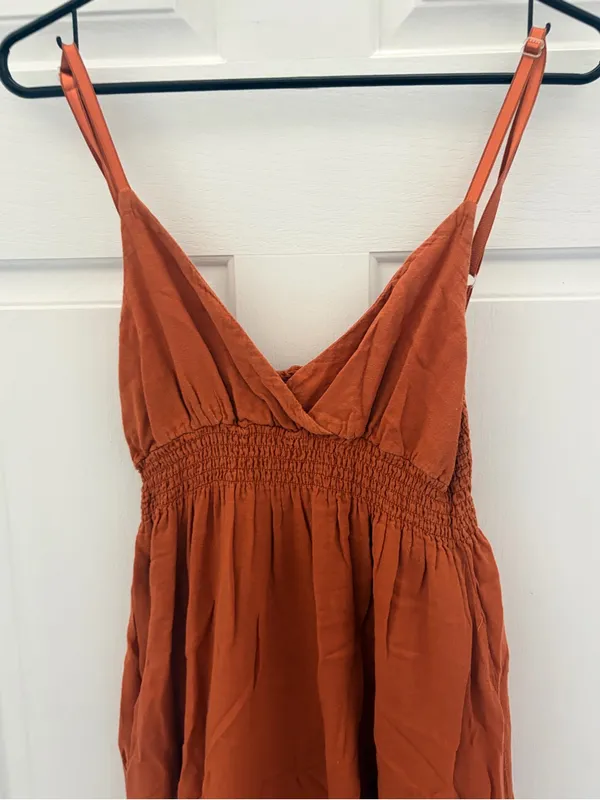 Derek Heart Rust Orange Smocked Bodice Maxi Dress - Image 2