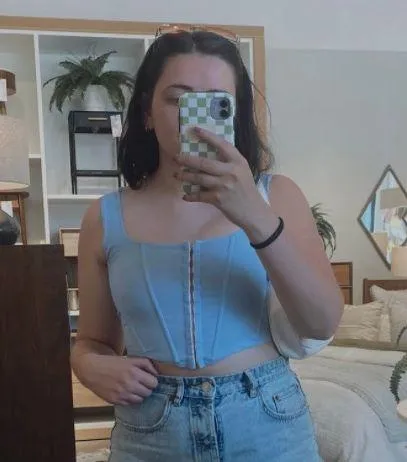 JNK Light Blue Bustier Crop Top With Clasps - Image 3