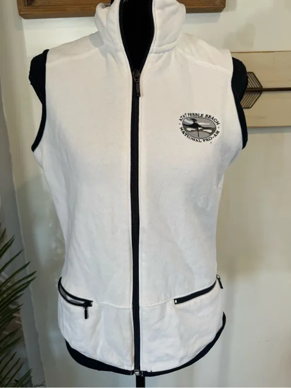 Women's Cream Quilted Vest with Contrast Trim - Classic Layering Vest - Image 3