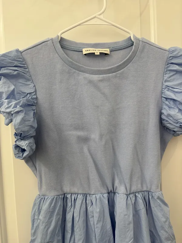 English factory puff sleeve mixed media midi dress - Image 4