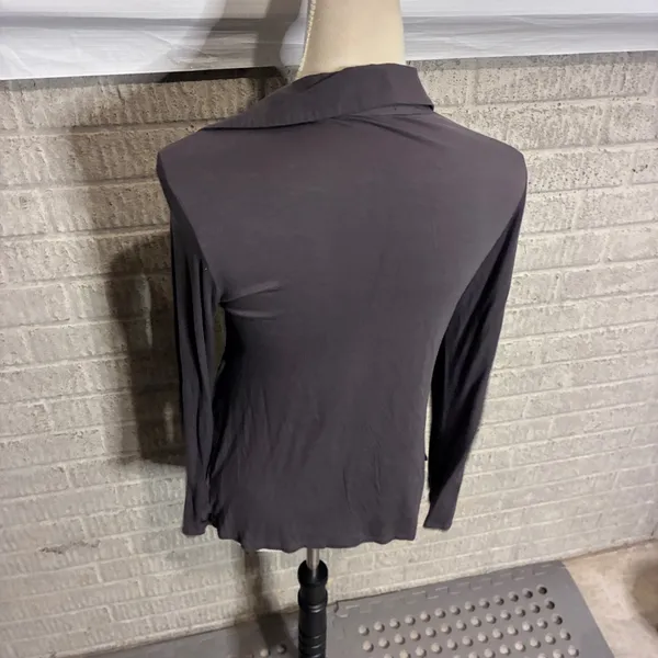 Pleione‎ Womens Gray Long Sleeve Button Down Blouse Shirt Size M KAB52726RK - Image 3