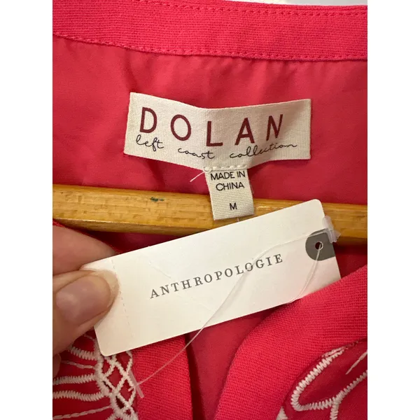 Anthropologie‎ NWT Dolan Pink & White Linen Cutwork Jacket Size M - Image 6