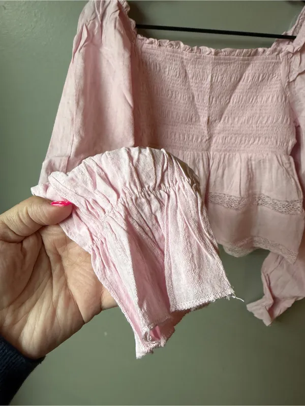 Celebrity Pink NWT Pink Smocked Ruffle Peplum Top Lace Cottagecore - Image 2