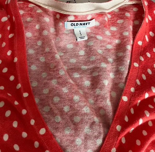 Old Navy Red Polka Dot Button-Up Cardigan Top - Image 7