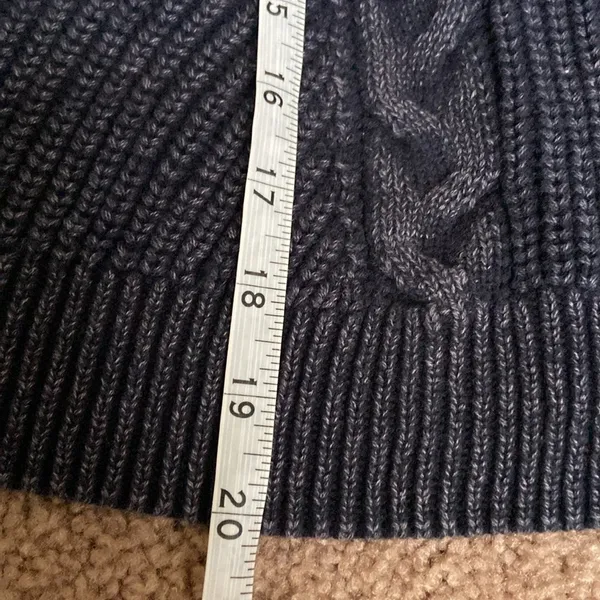 For The Republic Cotton Crewneck Sweater (Sz XL) Blue Distressed Cable Knit - Image 9