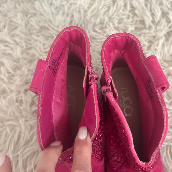 Sugar SGR Comet Pink Rhinestone Western Ankle Boots Block Heel Women's Size 7M‎ - Image 7