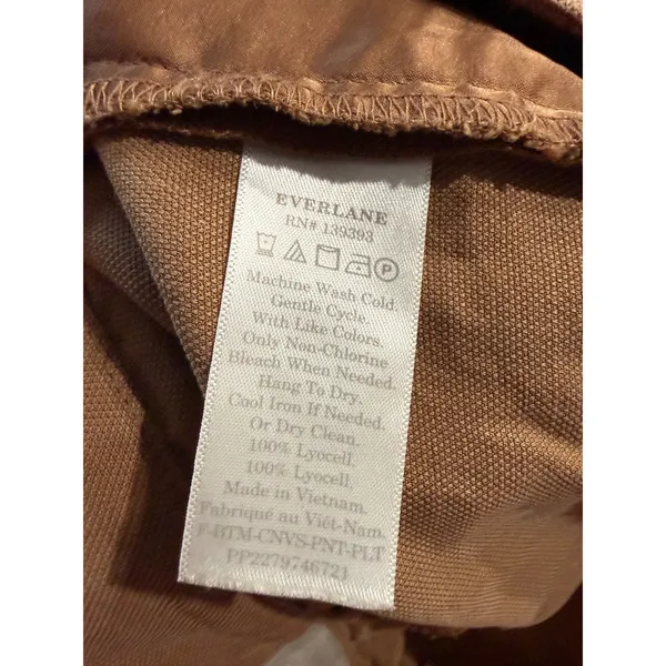 Everlane Tan Brown Pleated Chino Trousers High Rise‎ Lyocell Pants Size 0 - Image 5