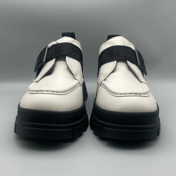 UGG Ashton Platform White Leather Lug Sole Women's Loafers Shoes - Size: 6.5 - Image 4